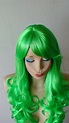 Lime green wig. Green hair wig. Lime green color wig. Cosplay | Etsy