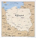 Large detailed political map of Poland with roads, railroads and major ...