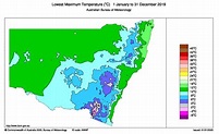 2019 New South Wales lowest maximum temperature in 2020 | Australia map ...