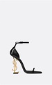 Saint Laurent Opyum Sandals In Patent Leather With A Gold-toned Heel in ...