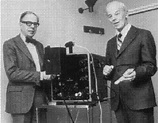 Inge Edler and Hellmuth Hertz with their M-mode echocardiography ...