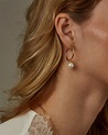 Large Hoop Earrings Pearl Drop Hoops Hoop pearl Earrings | Etsy