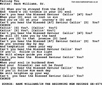 Hank Williams song: Calling You, lyrics and chords