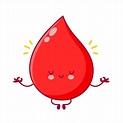 Gota de sangre divertida feliz linda meditar. | Vector Premium