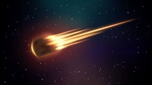 Realistic Asteroid Fall on Fire, Comet in Outer Space Background ...