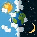 Day and night on the planet Earth 669614 Vector Art at Vecteezy