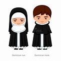 Dominican Monk and Nun. Catholics. Religious Man and Woman. Cartoon ...