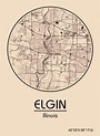 Karte / Map ~ Elgin, Illinois - Vereinigte Staaten von Amerika / United ...