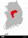 North chungcheong province highlighted on South korea map. Business ...