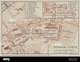 Castello di Windsor. Berkshire 1920 vecchia mappa vintage mappa mappa ...