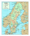 Mapa político y administrativo de Suecia con carreteras y grandes ...