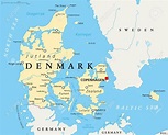 Dinamarca Mapa Politico Con Capitales De Copenhague De Las Fronteras Nacionales Las Ciudades Y ...