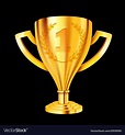 Realistic golden trophy on black background award Vector Image