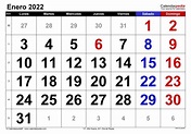 Calendario enero 2022 en Word, Excel y PDF - Calendarpedia