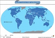 World Map highlighting countries that are members of IMF and World Bank ...