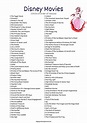 Free Disney Movies List of 500 Films on Printable Checklists | Disney ...