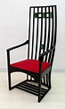 Charles Rennie Mackintosh High Back Chair Oak and Glass Paste, 1970s at ...