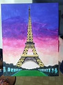 Canvas Painting of Eiffel Tower I painted for my roommate. | Simple ...