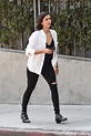 Nina Dobrev visits an office building in West Hollywood, Los Angeles
