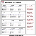 Philippine 2020 Calendar Printable Example Calendar Printable - Gambaran