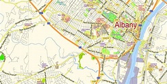 Albany Vector Map New York US, exact City Plan scale 1:55257 full ...