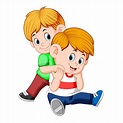 Premium Vector | Boy and her brother on her back playing together
