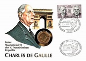 Numisbrief, Charles de Gaulle, Erster Staatspräsident Frankreichs ...