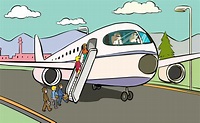 pasajeros que abordan el vector de dibujos animados de avión 17076272 ...
