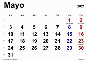 Calendario mayo 2021 en Word, Excel y PDF - Calendarpedia