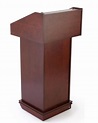 Presentation Style Brown Wood Podium | IEAVR Equipment Rentals