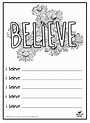 free printable "BELIEVE" coloring or journal page