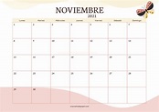 Calendario Noviembre 2021 Para Imprimir Gratis ️ Una Casita De Papel ...