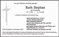 Ruth Stephan: Traueranzeige : Badische Zeitung