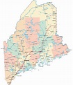 MAINE ROAD MAP Glossy Poster Picture Photo Augusta State City County Me ...