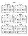 Download 1884 Printable Calendars