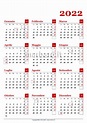 Un calendario annuale 2022 stampabile