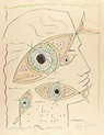 Jean Cocteau (French, 1889-1963) Head with fish motifs, 1957 Coloured ...