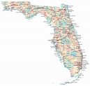 Large administrative map of Florida state with roads, highways and ...