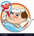 Sick child in bed with symptoms fever Royalty Free Vector