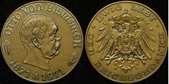 Germany 1971A Otto von Bismarck Medal - The Purple Penny