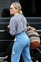 Hilary Duff Rocks Two Tone Denim Trousers | The Jeans Blog