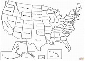 Coloriage - Carte simple des États-Unis | Coloriages à imprimer gratuits