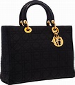 Christian Dior Black Quilted Cannage Nylon Lady Dior Tote Bag . | Lot ...