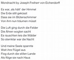 Mondnacht by Joseph Freiherr von Eichendorff … | Poem quotes, Words ...