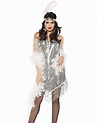 Silver Sequined Swinging Flapper Dress 20'S The Great Gatsby Halloween ...