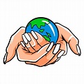 Manos Sosteniendo Planeta Tierra Icono De Estilo De Dibujos Animados ...
