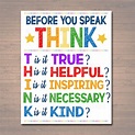 PRINTABLE Think Before You Speak Sign INSTANT DOWNLOAD - Etsy ...