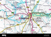 Zamora mapa ciudad Mapa Mapa de carreteras Fotografía de stock - Alamy