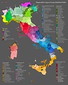 Linguistic map of Italy, vectorized by Mikima, org. by Francesco Bruni ...