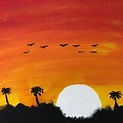 Mi amanecer pintado a mano lienzo pared arte - Etsy España
